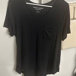 Grace + Karma Black V-Neck Tee